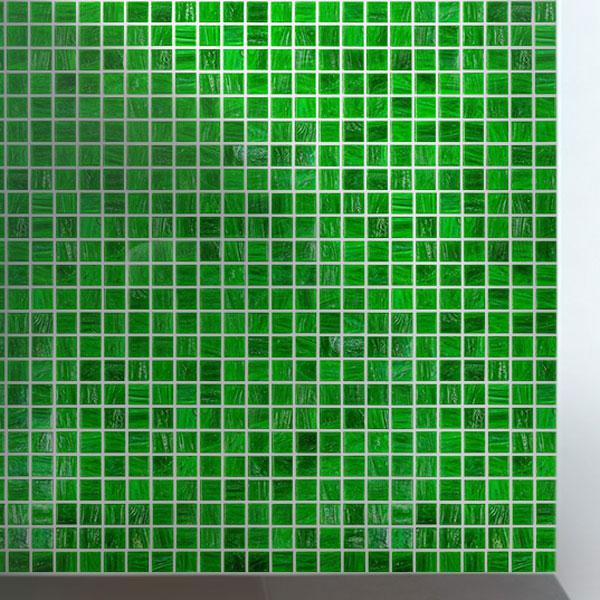Brushed Emerald Green Squares Glass Pool Tile | Tile Club
