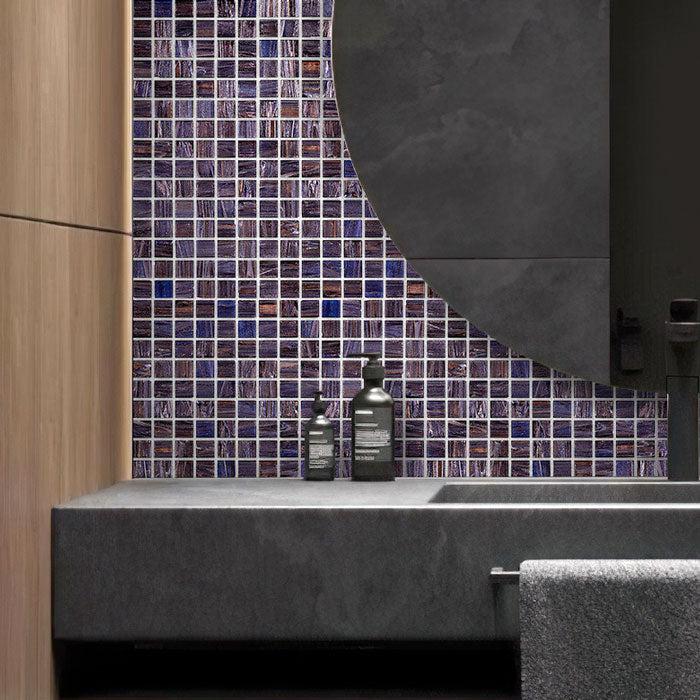 Brushed Plum Squares Glass Pool Tile | Tile Club