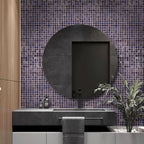 Brushed Plum Squares Glass Pool Tile Bathroom Backsplash