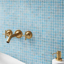 Brushed Powder Blue Mixed Squares Glass Pool Tile | Tile Club
