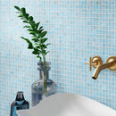 Brushed Powder Blue Mixed Squares Glass Pool Tile | Tile Club