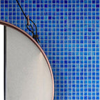 Brushed Sapphire Blue Squares Glass Pool Tile | Tile Club