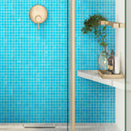 Brushed Sea Blue Squares Glass Pool Tile | Tile Club