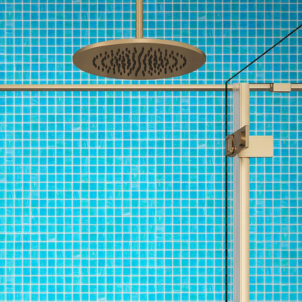 Brushed Sea Blue Squares Glass Pool Tile | Tile Club