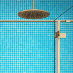 Brushed Sea Blue Squares Glass Pool Tile | Tile Club