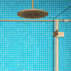 Brushed Sea Blue Squares Glass Pool Tile | Tile Club