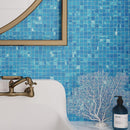 This bold blue glass tile is perfect for pools and vanity backsplash walls