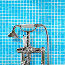 Brushed Sky Blue Mixed Squares Glass Pool Tile | Tile Club