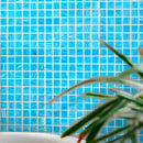 Brushed Sky Blue Mixed Squares Glass Pool Tile | Tile Club