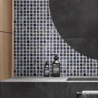 Brushed Sparkly Pearl Black Squares Glass Pool Tile | Tile Club