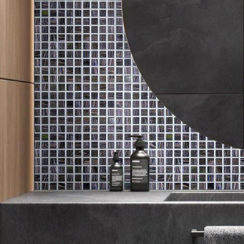 Brushed Sparkly Pearl Black Squares Glass Pool Tile | Tile Club