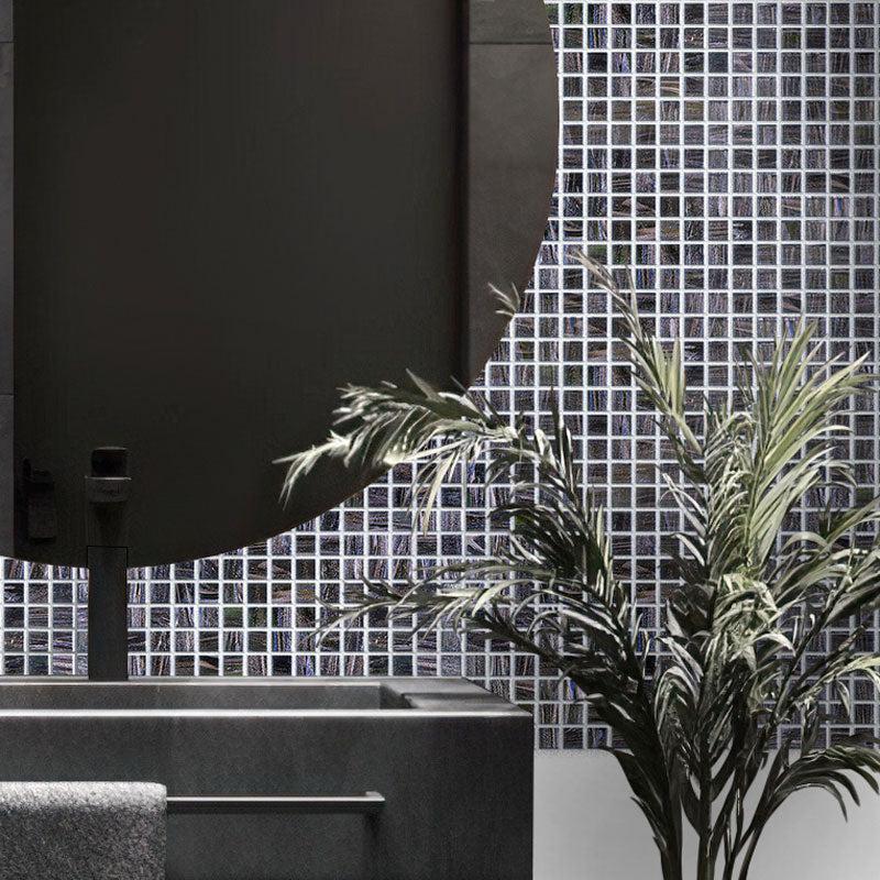 Brushed Sparkly Pearl Black Squares Glass Pool Tile | Tile Club