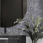 Brushed Sparkly Pearl Black Squares Glass Pool Tile | Tile Club