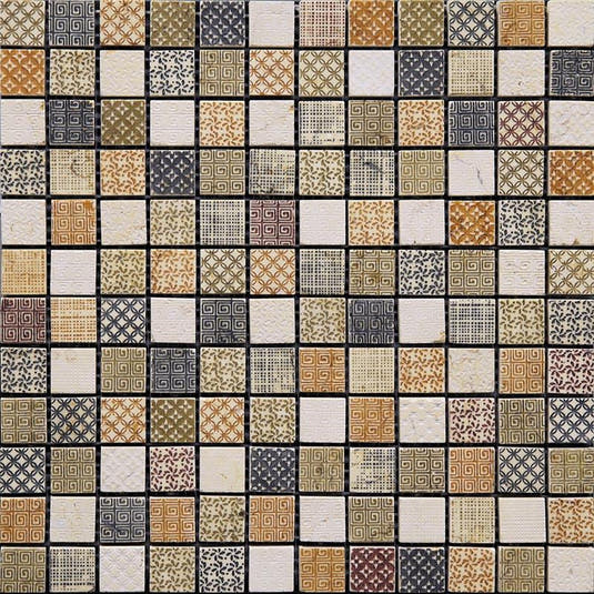 Cairo Mix Etched Marble Moisaic Tile Sample