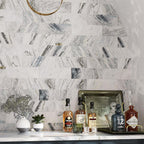 Calacatta Bluette Honed Marble Subway Tile 4x12 | Tile Club