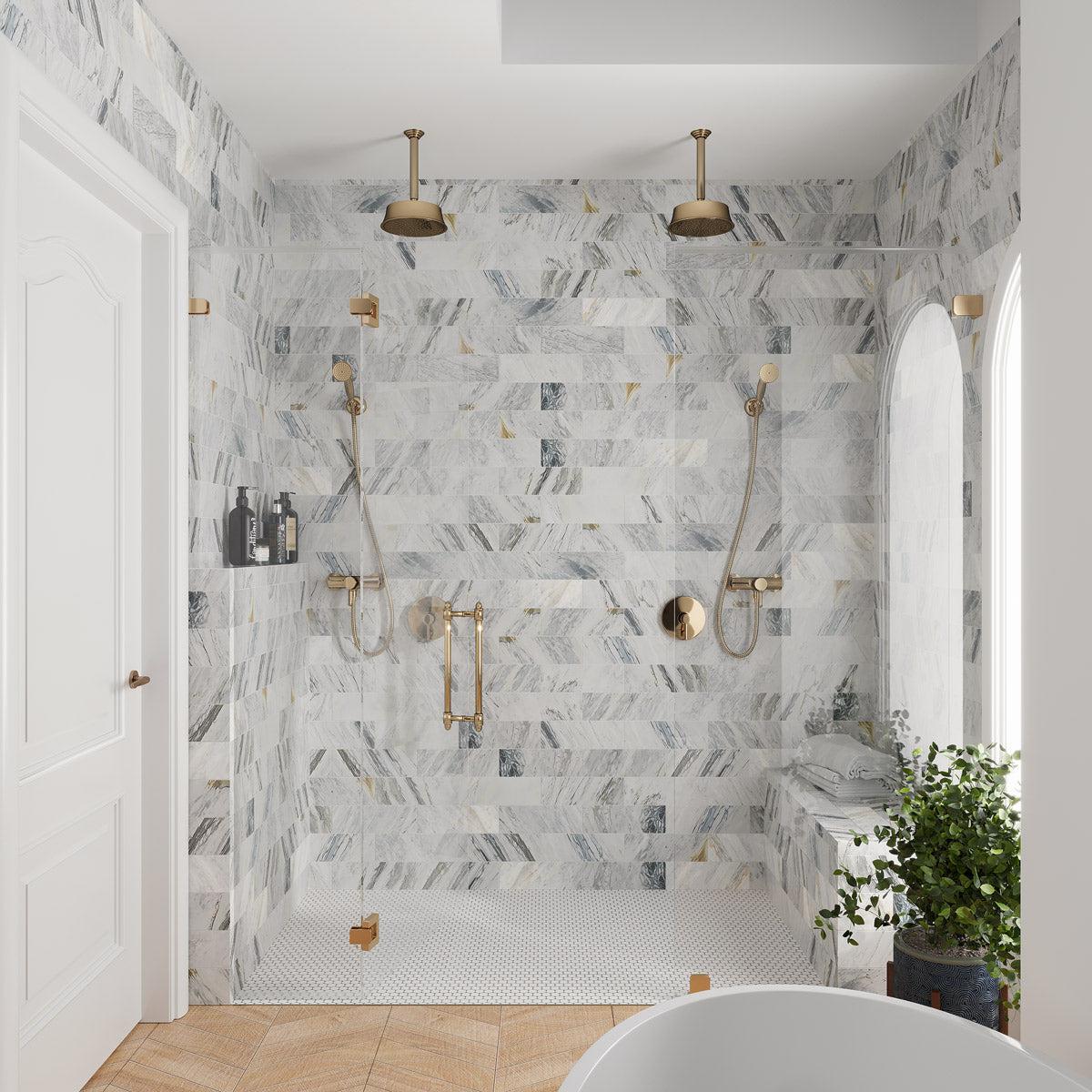 Calacatta Bluette Honed Marble Subway Tile 4x12
