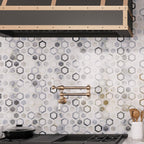Calacatta Bluette Marble Double Hexagon Mosaic Tile backsplash
