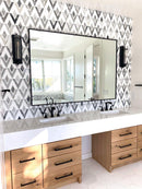 Calacatta Bluette and White Marble Stellar Diamond Mosaic Tile | Tile Club