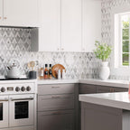 Calacatta Bluette and White Marble Stellar Diamond Mosaic Tile | Tile Club