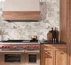 Calacatta Gold Beveled Marble Subway Tile Backsplash