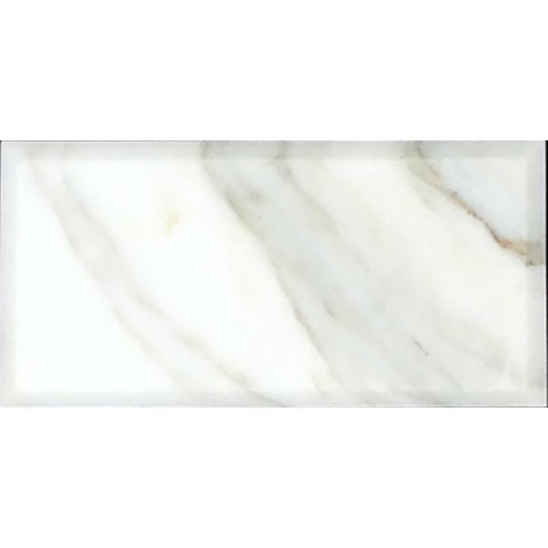 Calacatta Gold Beveled Marble Subway Tile 3X6 Sample
