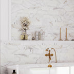 Calacatta Gold Marble Subway Tile Bathrub Surround