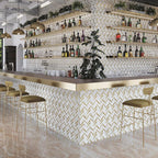 Calacatta Gold and Brass Chevron Mosaic | Tile Club