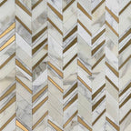 Calacatta Gold and Brass Chevron Mosaic | Tile Club