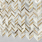 Calacatta Gold and Brass Chevron Mosaic | Tile Club