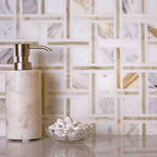 Calacatta Gold Basket Pattern Mosaic Tile