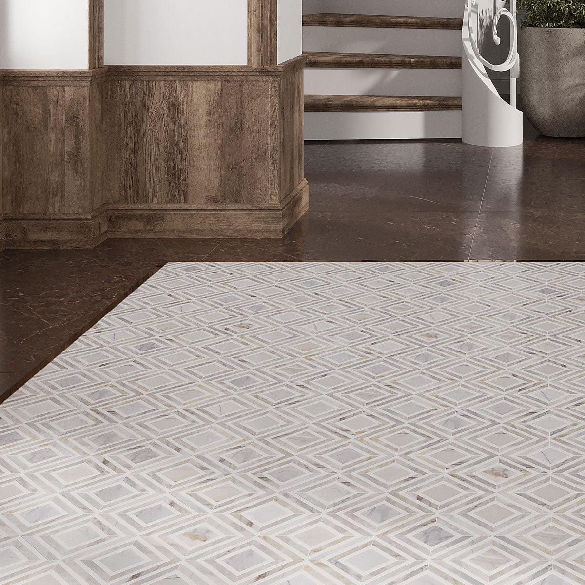 Calacatta Gold Diamond & Square Mosaic Tile | Tile Club