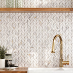 Calacatta Gold Leaves Marble Mosaic Tile | Tile Club