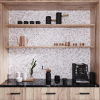 Calacatta marble penny tile wall backsplash