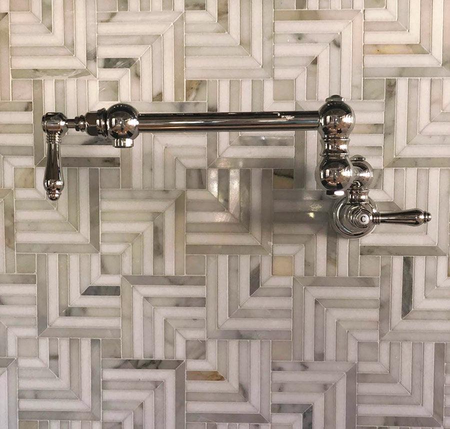 Square Weave Calacatta Gold & Thassos Mosaic Tile | Tile Club