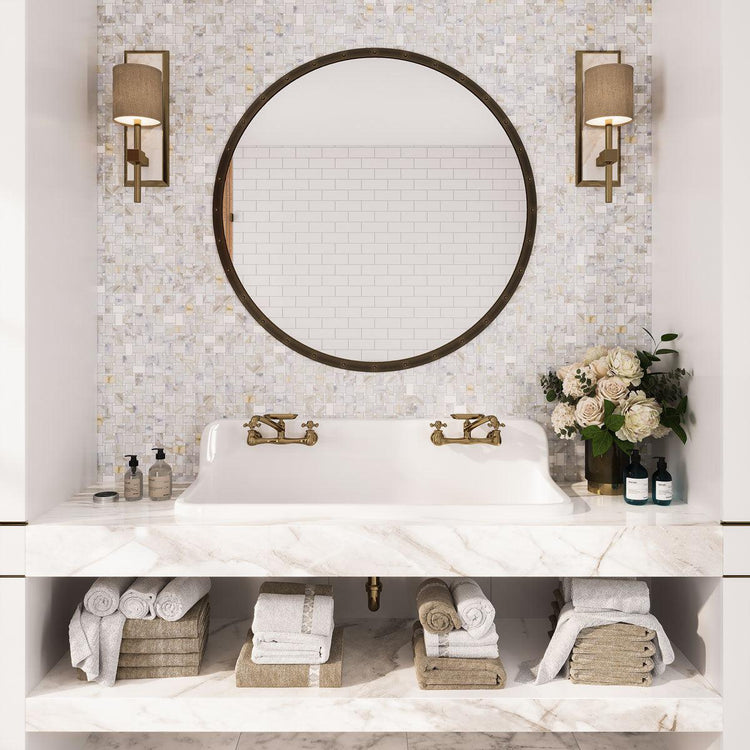 Calacatta Gold and Thassos Basket Weave Tile Mosaic | Tile Club