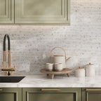 Calacatta Gold Waterfall Marble Mosaic Tile for a micro mosaic kitchen backsplash