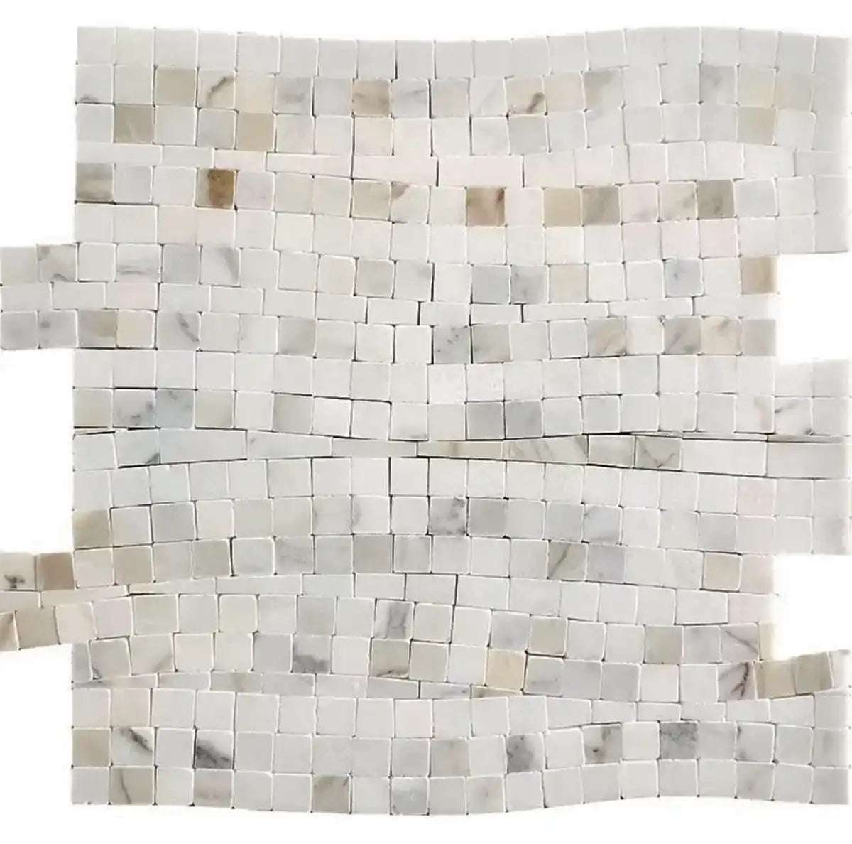 Calacatta Gold Waterfall Marble Mosaic Tile Sample | Tile Club