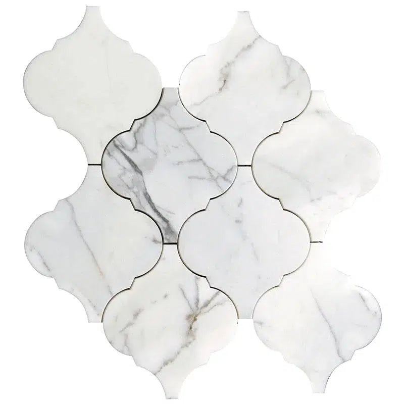 Calacatta Lantern Marble Mosaic Tile | Carrara Calacatta Pattern Tile Club