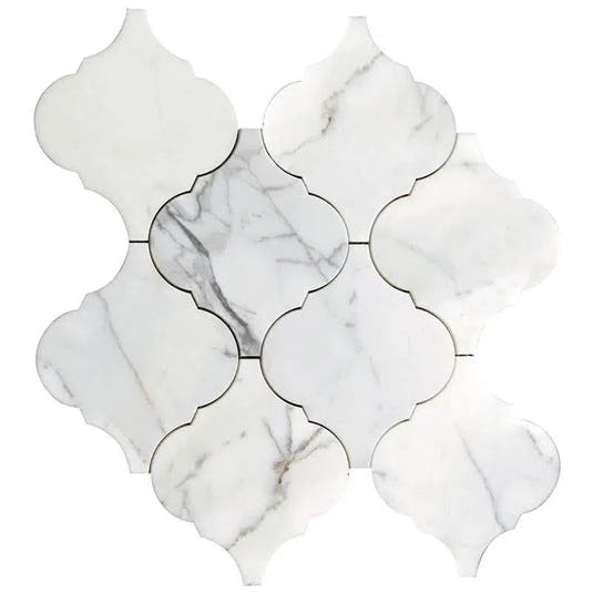 Calacatta Lantern Marble Mosaic Tile | Carrara Calacatta Pattern Tile Club