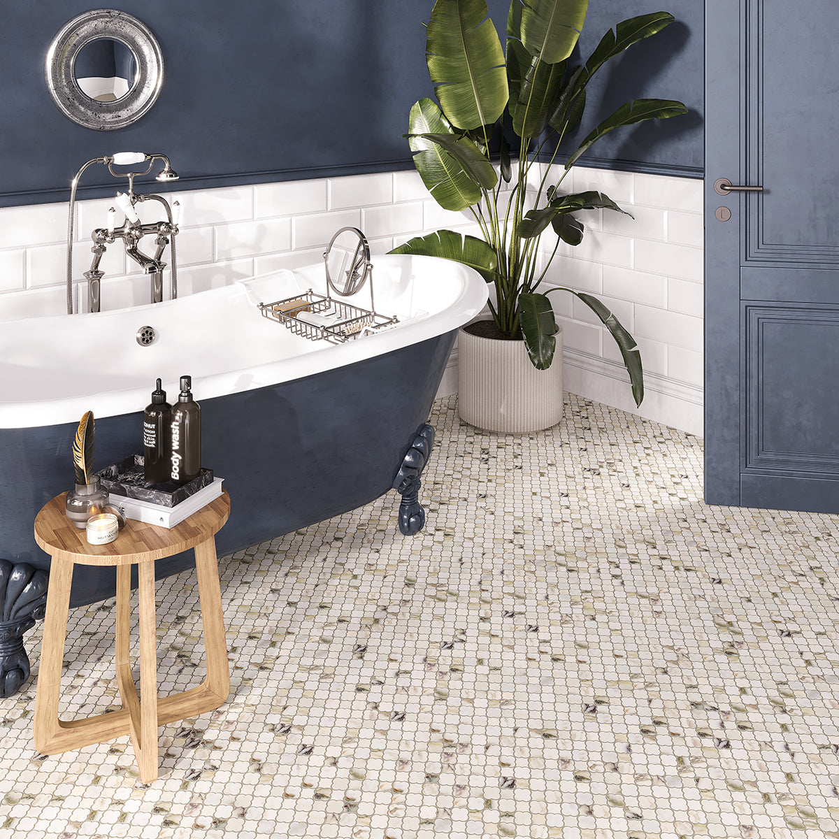 Calacatta Monet Petite Lantern Marble Mosaic Tile | Tile Club