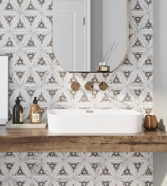 Calacatta & Terrazzo Kaleidoscope Star Marble Mosaic Tile