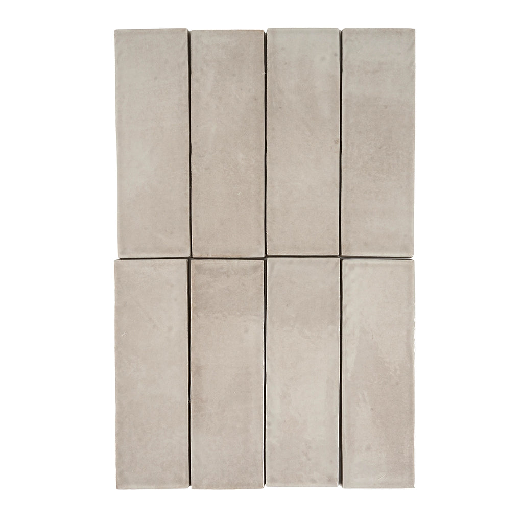 Calta Pearl Gray Gloss Porcelain Subway Tile 2x6 | Tile Club