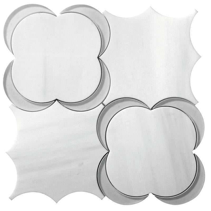 11.1" x 11.1" Camelia Dolomiti Bianco & Glass Mosaic Tile | Tile Club 