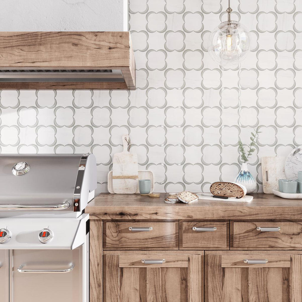 Camelia Dolomiti Bianco & Glass Mosaic Tile | Tile Club