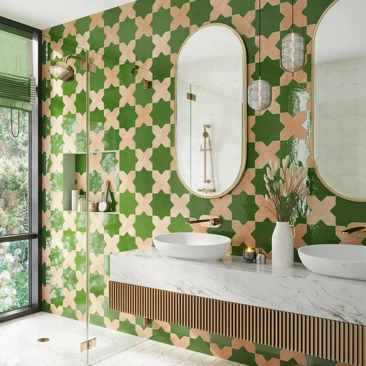 Camila Green Star Porcelain Tile | Tile Club