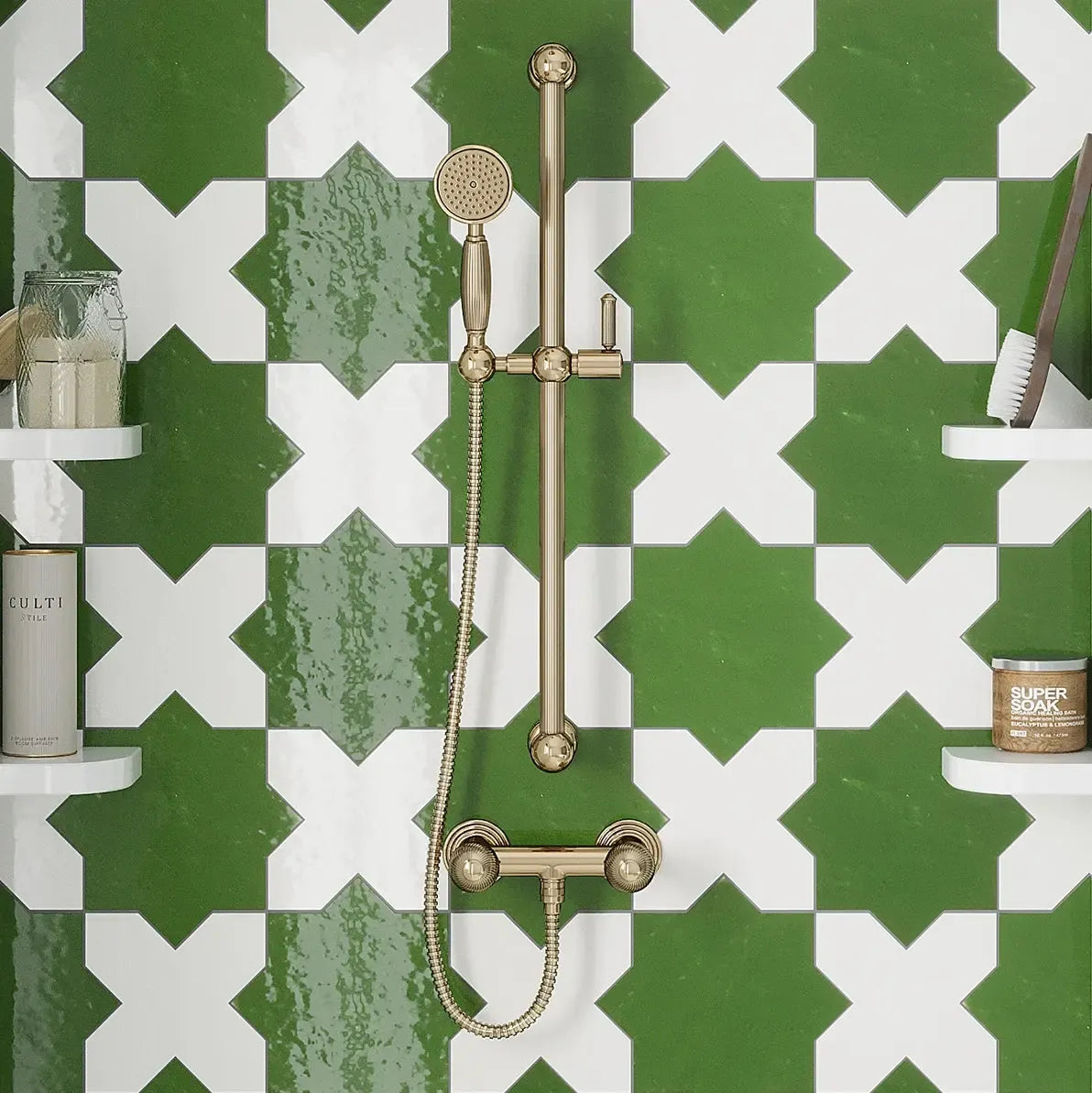 Camila Green Star Porcelain Tile | Tile Club