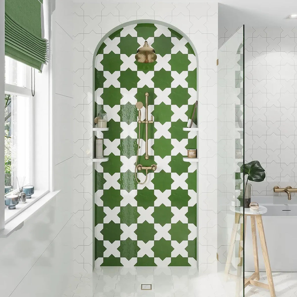 Camila White Cross Porcelain Tile | Tile Club