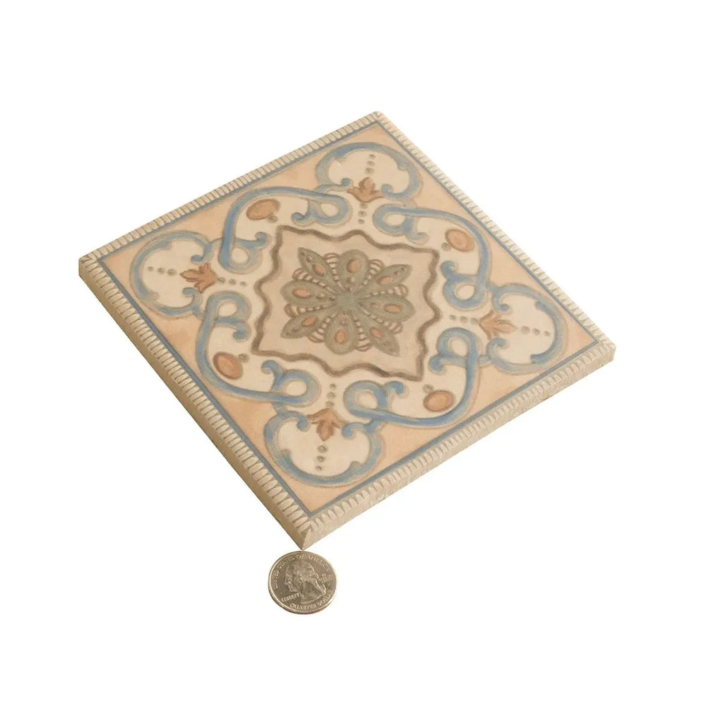 Adjustable Tile Square Camila Scrollwork Square Porcelain Tile | Spanish Tile for Floors ...