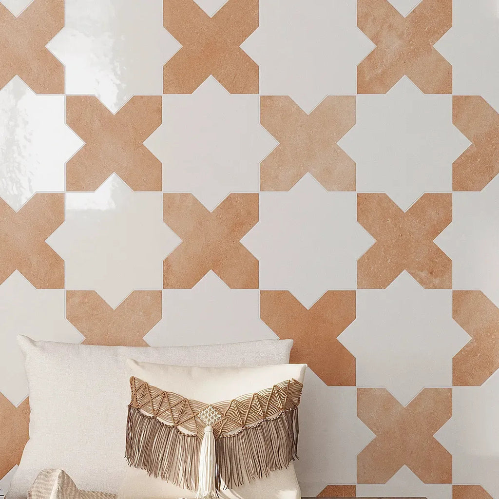Camila White Cross Porcelain Tile | Tile Club