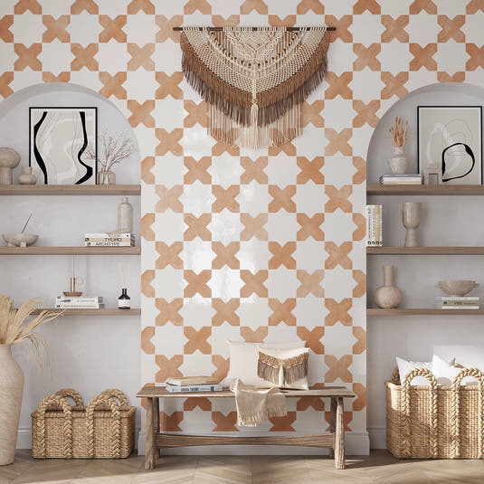 Camila White Cross Porcelain Tile | Tile Club